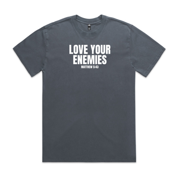 LOVE YOUR ENEMIES MEN'S FADED TEE | WHITE PRINT Thumbnail