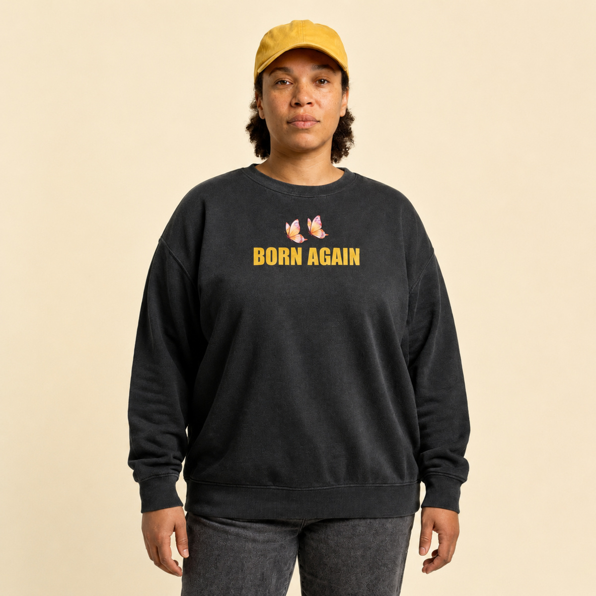 WOMEN'S BORN AGAIN FADED CREWNECK Thumbnail