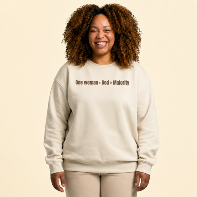 ONE WOMAN WITH GOD CREWNECK | BROWN pRINT Thumbnail