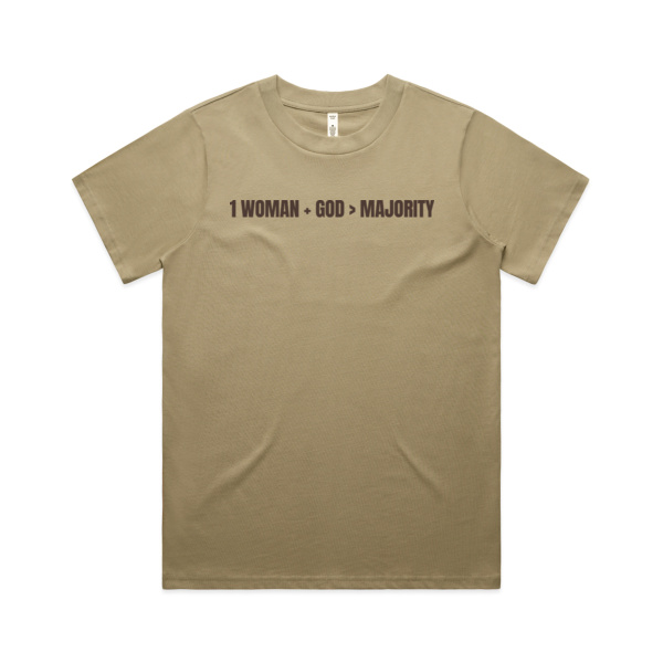 ONE WOMAN WITH GOD TEE | BROWN PRINT Thumbnail