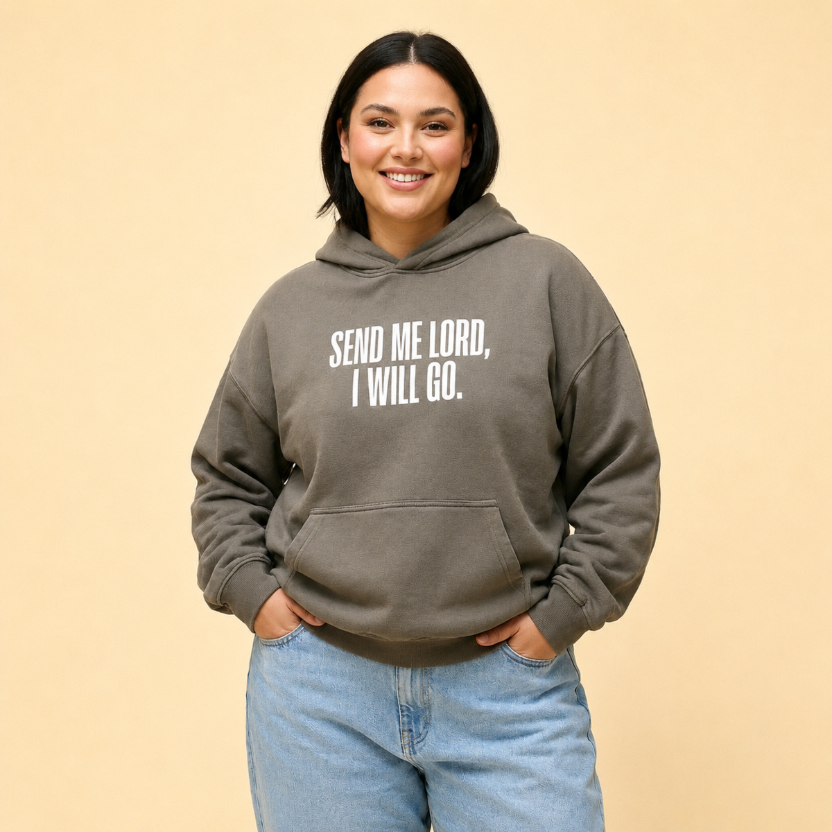 I WILL GO WOMEN'S FADED HOOD Thumbnail
