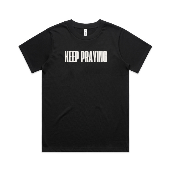 WOMEN'S KEEP PRAYING TEE | WHITE PRINT Thumbnail