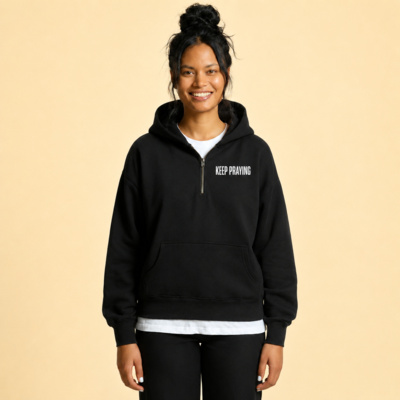 WOMEN'S KEEP PRAYING HALF ZIP HOODIE Thumbnail