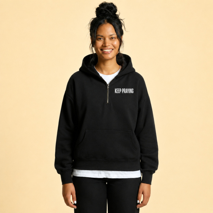 WOMEN'S KEEP PRAYING HALF ZIP HOODIE Thumbnail